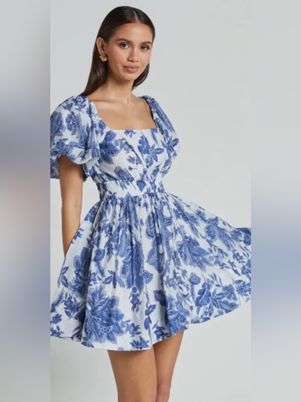 Showpo Blue and White Floral Mini Dress